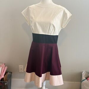 Kate Spade Cream and Burgundy Midi Dress